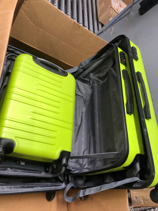 Photo 4 of 3 Piece Luggage Set Expandable (Only 24" & 28"), Hard Suitcase Set with Spinner Wheels and TSA Lock, Travel Luggage Set (Green Lime) 3 Piece Set(expandable) Green Lime