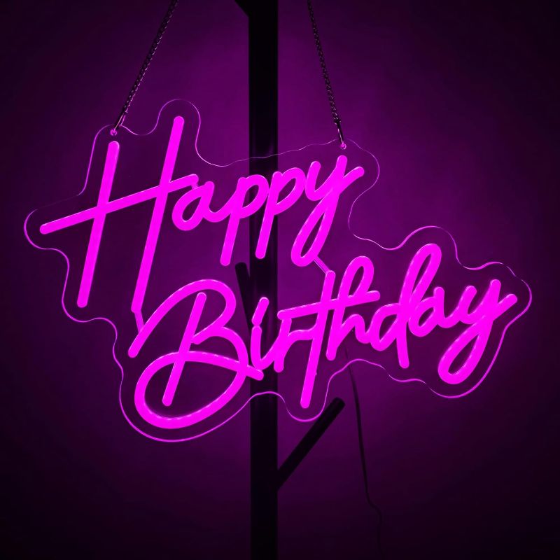 Photo 1 of 37x8 inch Happy Birthday Neon Sign Art Wall Lights for Beer Bar Club Bedroom Hotel Pub Cafe Wedding Birthday Party Gifts_White 1