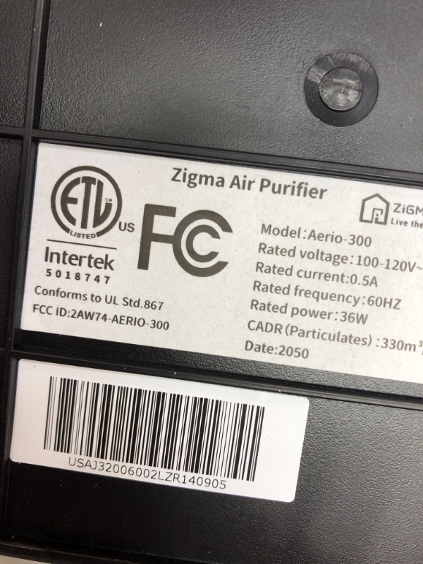 Photo 4 of ***PARTS ONLY NOT FUNCTIONAL***Zigma Air Purifiers for Home Large Room up to 1580 ft², 5-in-1 H14 True HEPA Filter/Ionizer/Carbon, Air Purifier for Allergies Remove 99.99% Dust,Pollen,Pets Hair,Smoke,Odor
