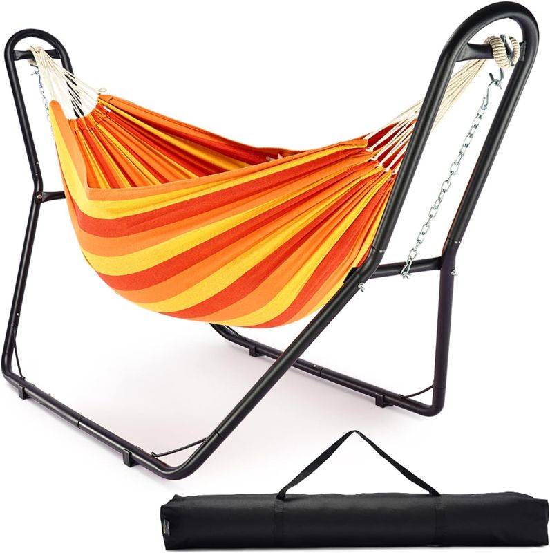 Photo 1 of ***MISSING PARTS - RUSTED - SEE NOTES***
Zupapa Hammock with Stand 2 Person, Orange Stripes