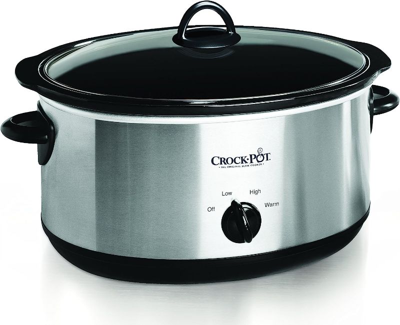 Photo 1 of ***LID DAMAGED***Crock-Pot Large 8 Quart Oval Manual Slow Cooker, Stainless Steel (SCV800-S)