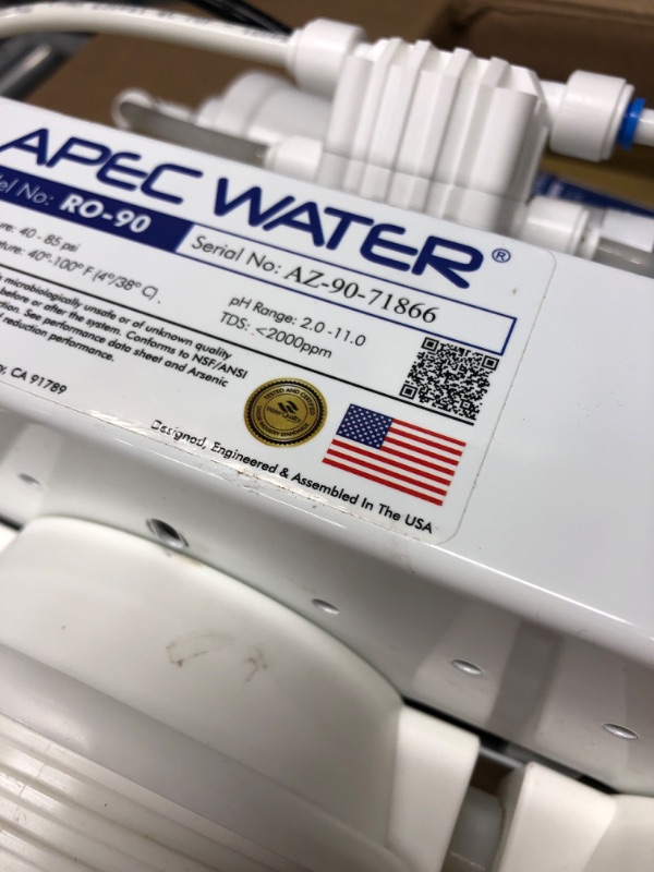 Photo 3 of ***PARTS ONLY NOT FUNCTIONAL***APEC Water Systems RO-90 Ultimate Series Top Tier Supreme Certified High Output 90 GPD Ultra Safe Reverse Osmosis Drinking Water Filter System, Chrome Faucet
