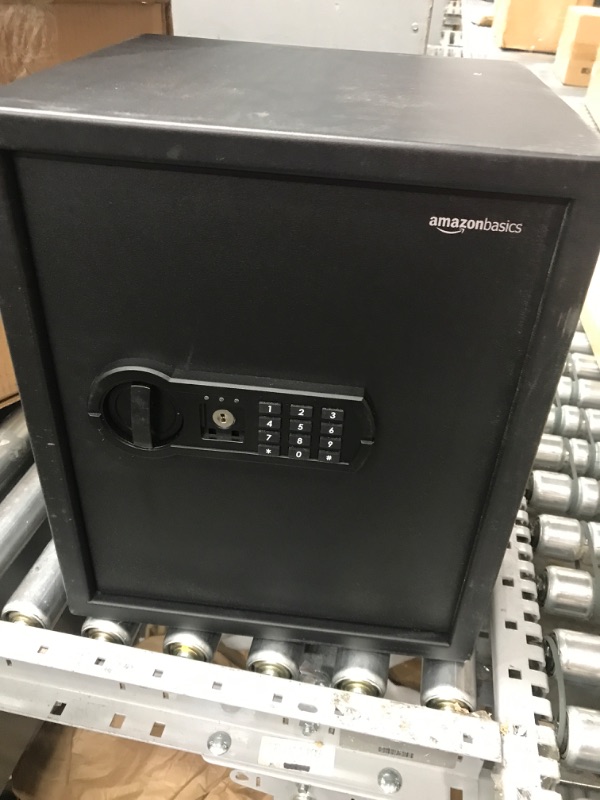 Photo 2 of Amazon Basics Steel Home Security Safe with Programmable Keypad - 1.52 Cubic Feet, 13.8 x 13 x 16.5 Inches, Black & 8-Sheet Capacity, Cross-Cut Paper and Credit Card Shredder, 4.1 Gallon 1.52 Cubic Feet Keypad Lock + Shredder, 4.1 Gallon