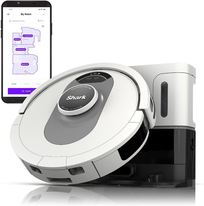 Photo 1 of Shark AI Ultra Voice Control Robot Vacuum with Matrix Clean Navigation, Home Mapping, 60-Day Capacity, Self-Empty Base for Homes with Pets, Carpet & Hard Floors (Silver/Black)
