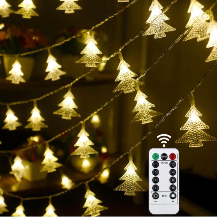 Photo 1 of Xingpold Christmas Lights Battery Operated Christmas Decorations, 50 LED Waterproof Christmas Tree Lights with Remote for Garden Party Patio Yard Home Indoor Outdoor Christmas Decor in Warm White