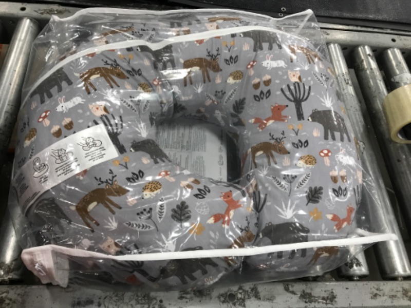 Photo 2 of Boppy Original Nursing Support, FKA Boppy Nursing Pillow, Gray Forest Animals, Ergonomic Breastfeeding, Bottle Feeding, and Bonding, Hypoallergenic Fiber Fill, with Removable Cover, Machine Washable