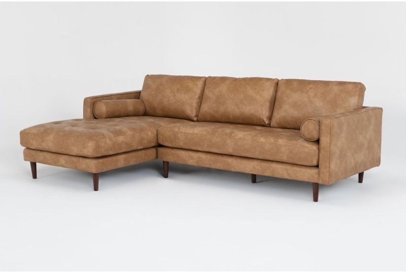 Photo 1 of ***SEAT PART ONLY MISSING LOUNGE PART*** Caramel Faux Leather 2 Piece Sectional With Left Arm Facing Chaise
