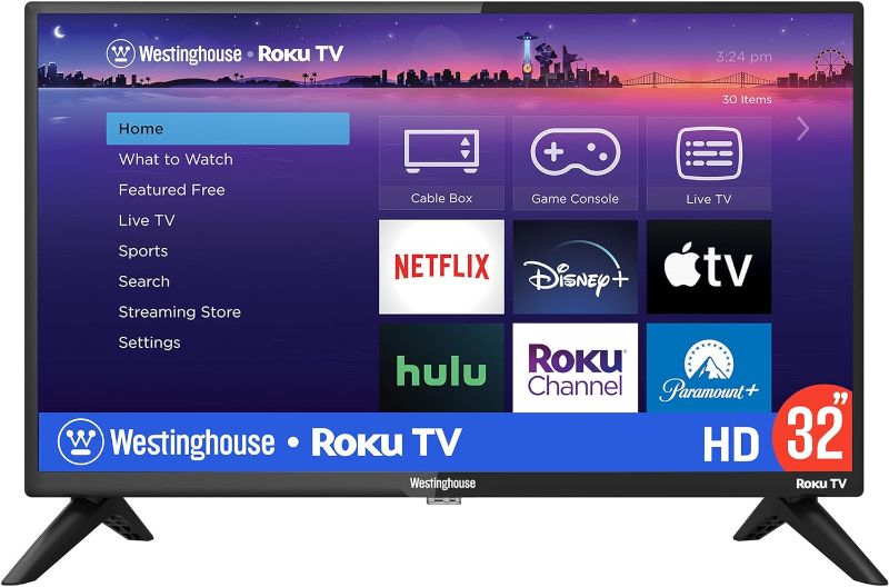 Photo 1 of Westinghouse Roku TV - 32 Inch Smart TV, 720P LED HD TV with Wi-Fi Connectivity and Mobile App, Flat Screen TV Compatible with Apple Home Kit, Alexa and Google Assistant, 2023 Model
