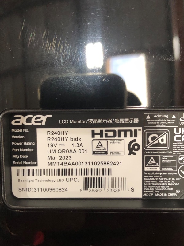 Photo 5 of Acer 23.8” Full HD 1920 x 1080 IPS Zero Frame Home Office Computer Monitor - 178° Wide View Angle - 16.7M - NTSC 72% Color Gamut - Low Blue Light - Tilt Compatible - VGA HDMI DVI R240HY bidx Monitor only 23.8-inch IPS 60Hz