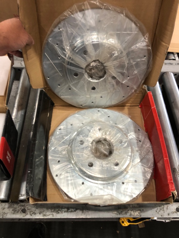 Photo 3 of A-Premium Drilled and Slotted Disc Brake Rotors + Ceramic Pads KiT UNKNOWN VEHICLE FITSET OF 2,  13 INCH SLOTTED AND DRILLED ROTORS WITH FRONT AND REAR BRAKE PADS 