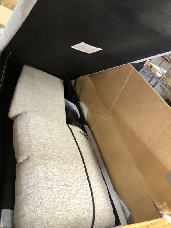 Photo 2 of ***THIS IS BOX 2/3*****   Ucloveria Reversible Sleeper Sofa Storage Chaise Pull Bed for Living Room L-Shape Lounge 2 in 1 Sectional Couch, 80" Light Gray-with Cup Holder