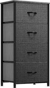 Photo 1 of ***Parts Only***YITAHOME Storage Tower with 4 Drawers - Fabric Dresser, Organizer Unit for Bedroom, Living Room, Closets & Nursery - Sturdy Steel Frame, Easy Pull Fabric Bins & Wooden Top (Black/Grey)
