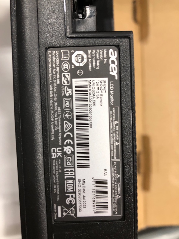 Photo 4 of Acer SH242Y Ebmihx 23.8" FHD 1920x1080 Home Office Ultra-Thin IPS Computer Monitor AMD FreeSync 100Hz Zero Frame Height/Swivel/Tilt Adjustable Stand Built-in Speakers HDMI 1.4 & VGA Port FHD 23.8-inch