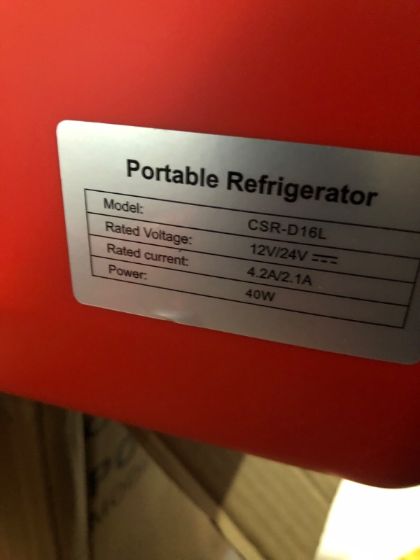 Photo 5 of *PARTS ONLY DOES NOT FUNCTION*
Cooksir Car Refrigerator 12 Volt - (Red)