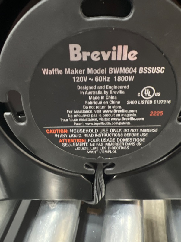 Photo 5 of **FOR PARTS**SEE NOTES**Breville BWM604BSS Smart Waffle Maker, Brushed Stainless Steel