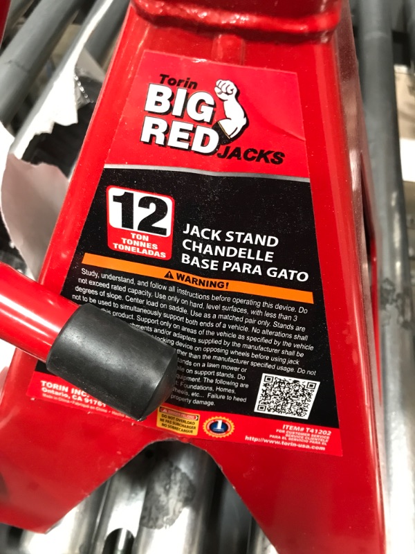 Photo 1 of BIG RED T41202 Torin Steel Jack Stands: 12 Ton (24,000 lb) Capacity, Red, 1 Pair
