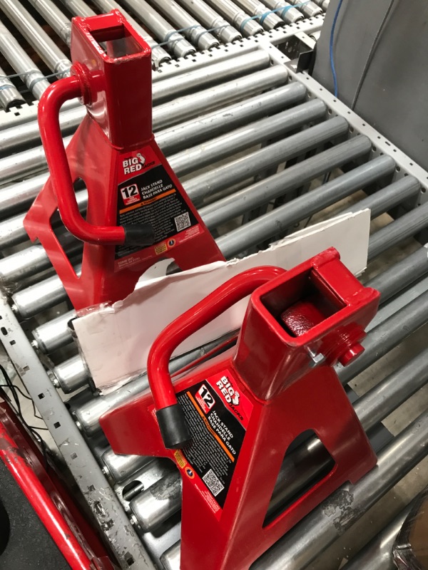 Photo 2 of BIG RED T41202 Torin Steel Jack Stands: 12 Ton (24,000 lb) Capacity, Red, 1 Pair
