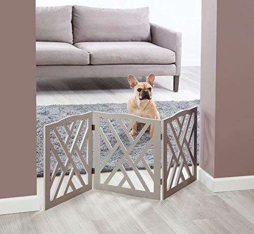 Photo 1 of  Indoor/Outdoor Solid Wood Crisscross Freestanding Foldable Adjustable 3-Section Pet Gate
