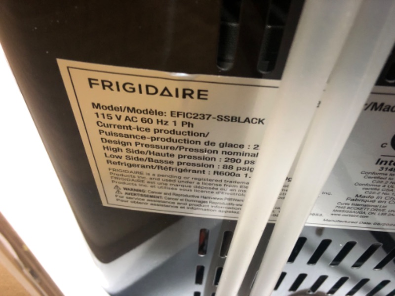 Photo 4 of ***see notes***Frigidaire EFIC237 Countertop Crunchy Chewable Nugget Ice Maker, 44lbs per day, Auto Self Cleaning, Black Stainless