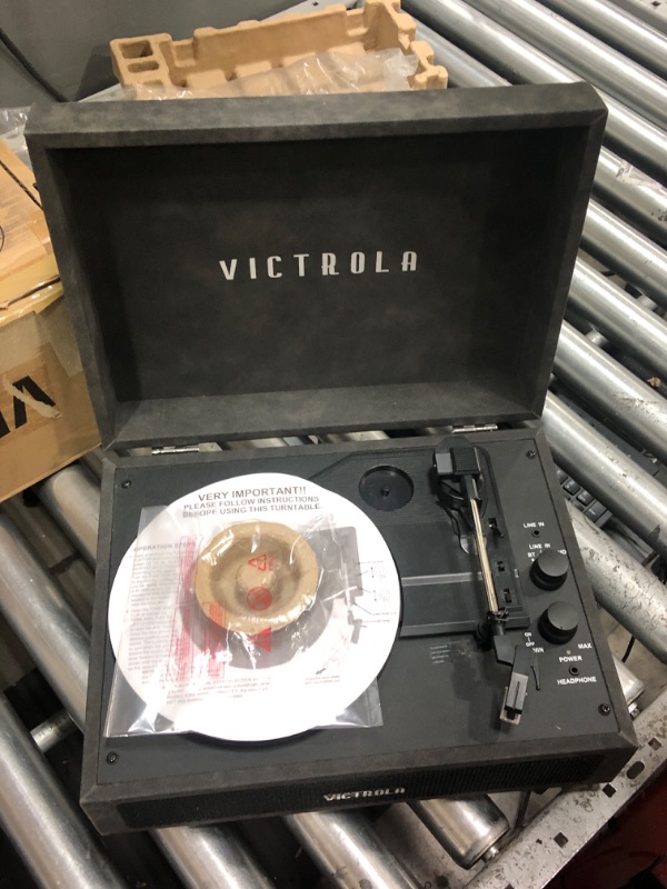Photo 2 of "Missing Power Cable" Victrola Vintage 3-Speed Bluetooth Portable Suitcase Record Player with Built-in Speakers | Upgraded Turntable Audio Sound| Includes Extra Stylus | Lambskin (VSC-580BT-LGR)
