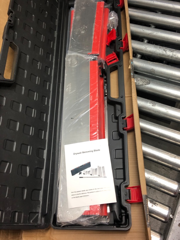 Photo 3 of BXGTECH Drywall Tools Skimming Blade with Extension Handle - 12", 20" & 32" Blades with 2 Pack 0.3 mm Blades, Construction Tools End Caps, Wall-Board with Outer Box in Red