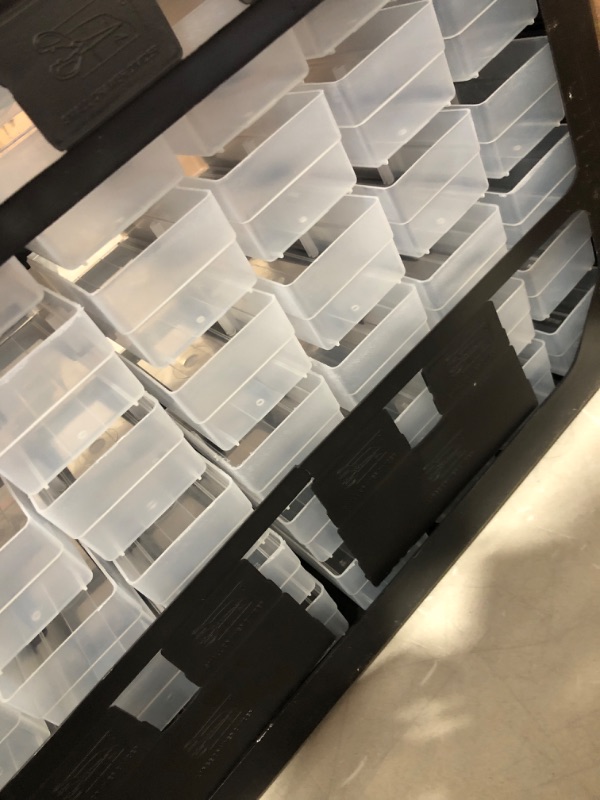 Photo 4 of * used * see images for damage * 
Akro-Mils 10164, 64 Drawer Plastic Parts Storage Hardware and Craft Cabinet, 20-Inch W x 6-Inch 