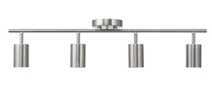 Photo 1 of 2.5 ft. 4-Light Brushed Nickel Fixed Track Lighting Kit
