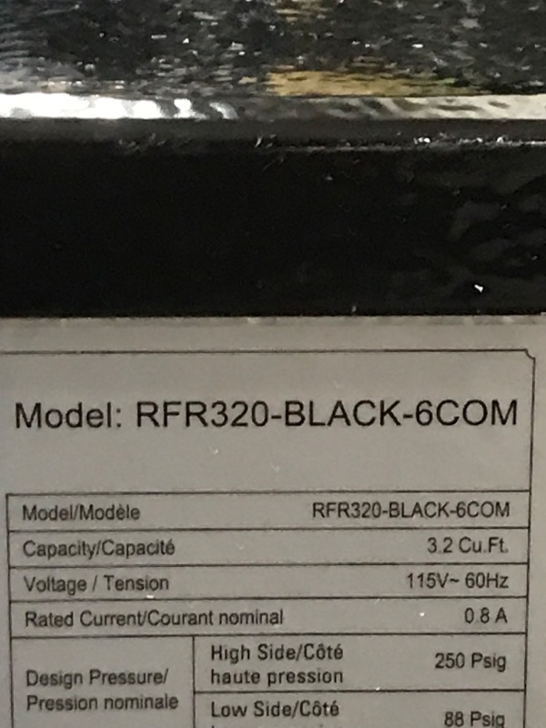 Photo 7 of RCA RFR321-B-Black-COM RFR321 Single Mini Refrigerator-Freezer Compartment-Adjustable Thermostat Control-Reversible Doors-Ideal for Dorm, Office, RV, Garage, Apartment-Black Cubic Feet, 3.2 CU.FT
