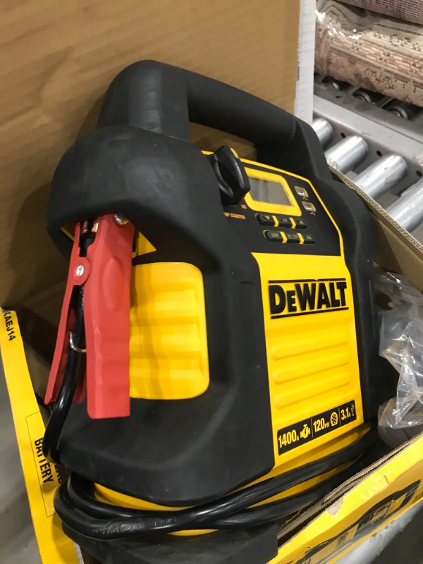 Photo 2 of DEWALT DXAEJ14 Digital Portable Power Station Jump Starter: 1400 Peak/700 Instant Amps, 120 PSI Digital Air Compressor, 3.1A USB Ports, Battery Clamps , Yellow