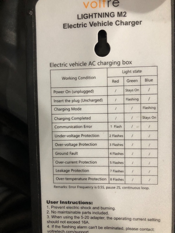 Photo 3 of Voltre M2 Level 1 & 2 EV Charger for Tesla & EVs | 25 Ft Adj. 8-32A 100-240V Portable Electric Car Fast Charger | NEMA 14-50 Plug & 5-20 Adaptor | Plug-in Electric Vehicle Charger for J1772 Evs M2 Ev Charger