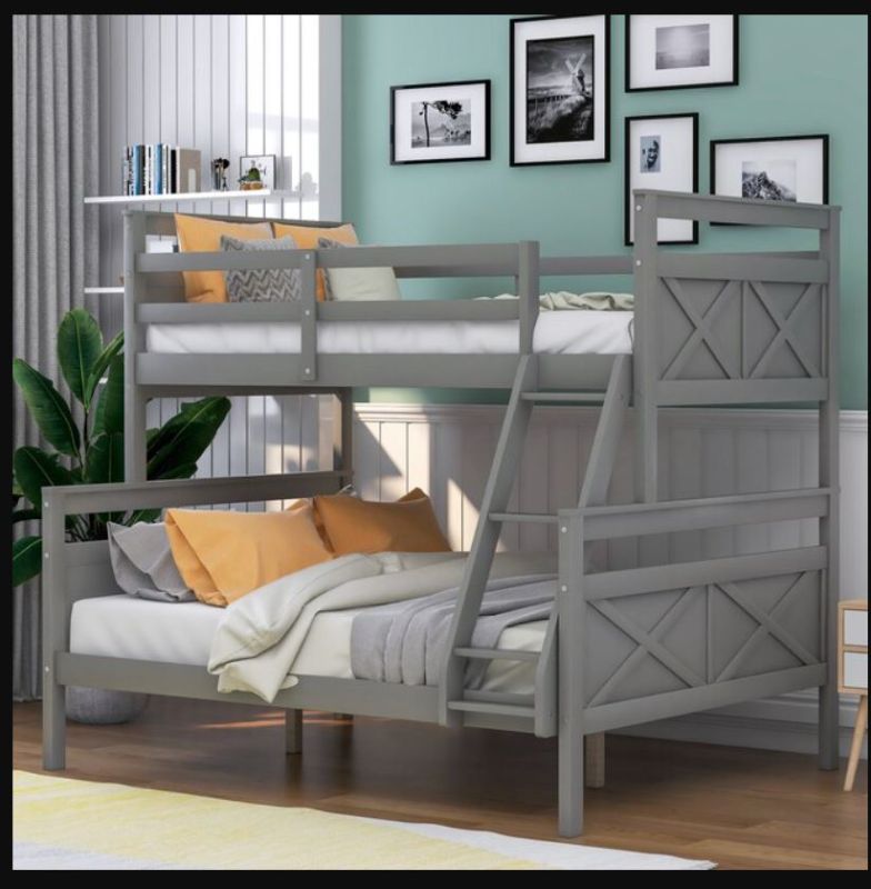 Photo 1 of *incomplete*  Twin over full bunk bed Gray Twin Over Full Bunk Bed
