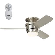 Photo 1 of *parts only* Harbor Breeze Mazon 44-in Brushed Nickel LED Indoor Flush Mount Ceiling Fan with Light Remote (3-Blade)