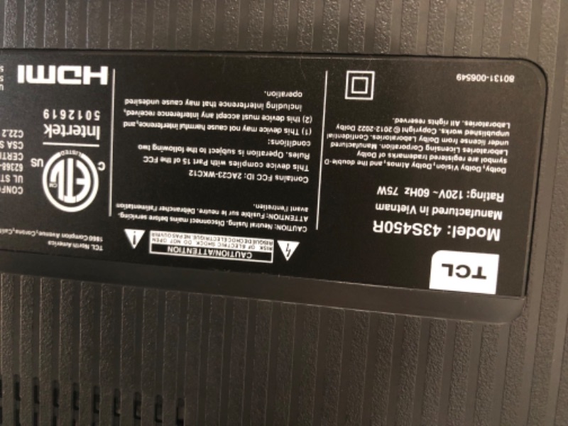 Photo 1 of TCL 43-Inch Class S4 4K LED Smart TV with Roku TV (43S450R, 2023 Model), Dolby Vision, HDR, Dolby Atmos, Compatible with Alexa, Google Assistant and Apple HomeKit Compatibility, Streaming UHD
