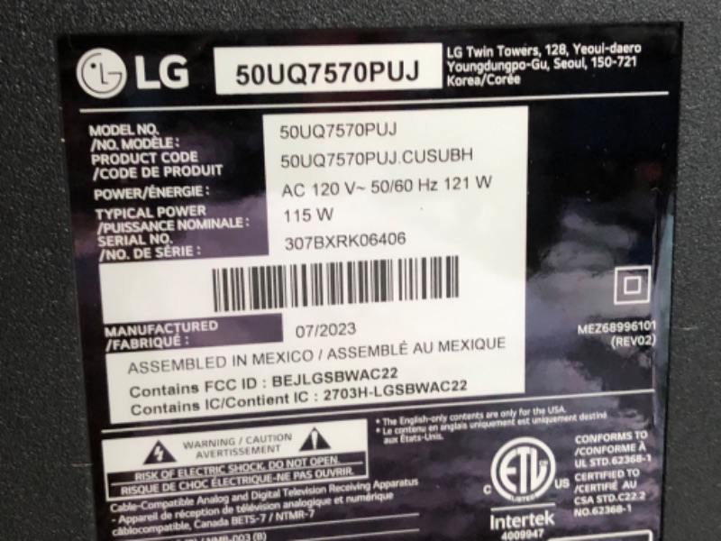 Photo 4 of LG 50-Inch Class UQ7570 Series 4K Smart TV, AI-Powered 4K, Cloud Gaming (50UQ7570PUJ, 2022), Black
