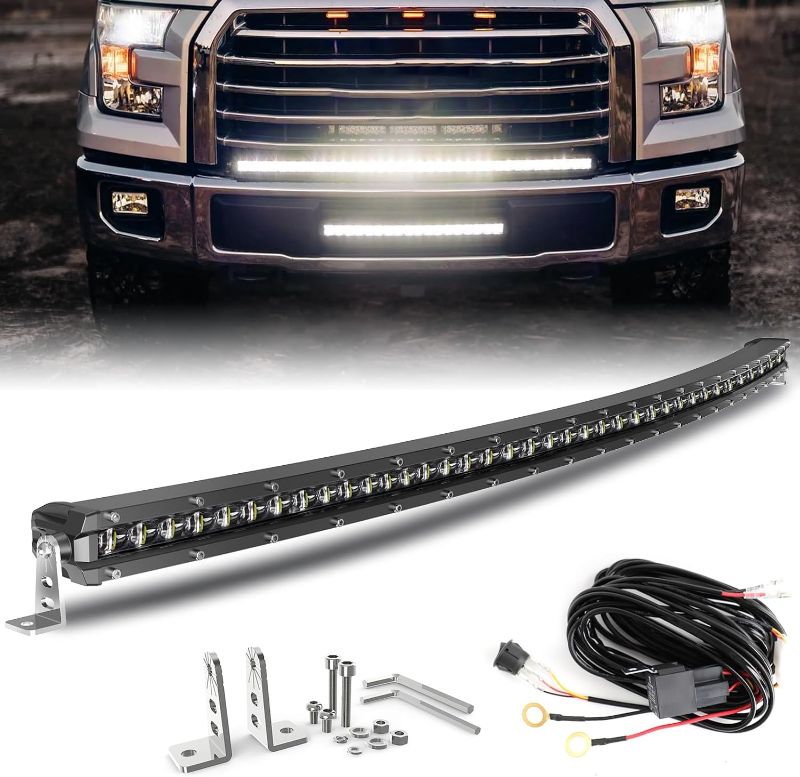 Photo 1 of BraveWAY LED Light Bar Curved 44 Inch Single Row Offroad Lighting Driving Lightbar Spot Flood Combo Beam LED Work Light for Trucks UTV ATV SUV 4WD 4X4 Pickup Curved-44IN