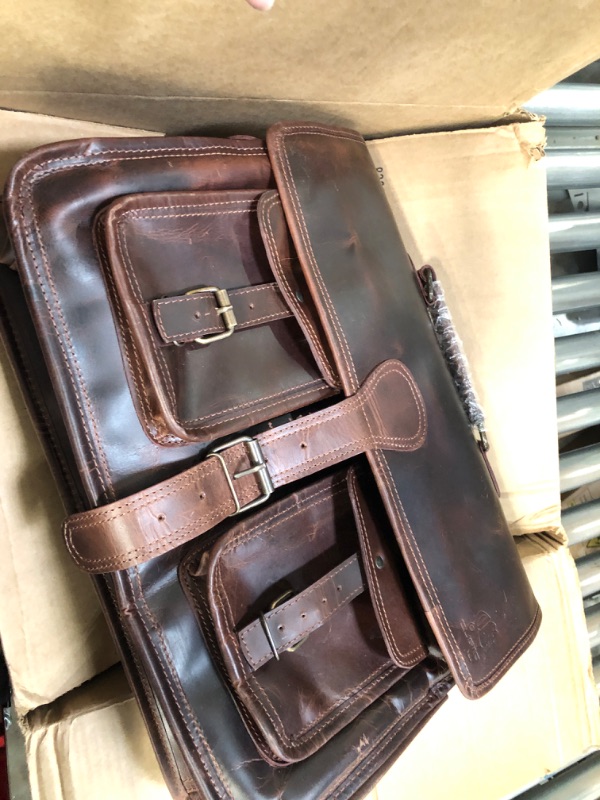 Photo 1 of Leather 16 Inch Laptop Messenger Bag Vintage Briefcase Satchel for Men and Women
