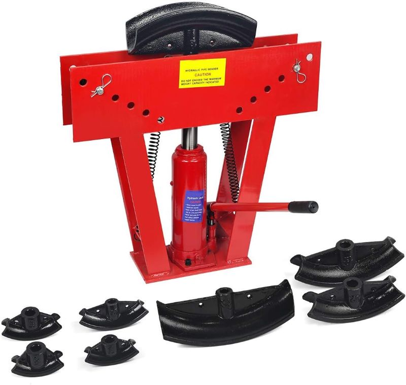 Photo 1 of 12 Ton Hydraulic Tube Pipe Bender,Exhaust Tubing Bending Tool with 6 Die (1/2",3/4",1",1-1/4",1-1/12",2")Adjustable Rollers 180 Degree Bending Steel Iron Metal Ratcheting for 1/2 Inch Pipe Tube Bender
