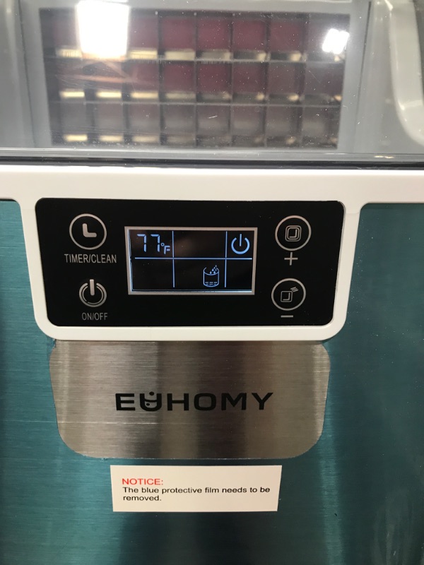 Photo 1 of * Blue color *EUHOMY Ice Maker Machine Countertop, 2 Ways to Add Water, 45Lbs/Day 24 Pcs Ready in 13 Mins, Self-Cleaning Portable Compact Ice Cube Maker with Ice Scoop & Basket, Perfect for Home/Kitchen/Office/Bar
