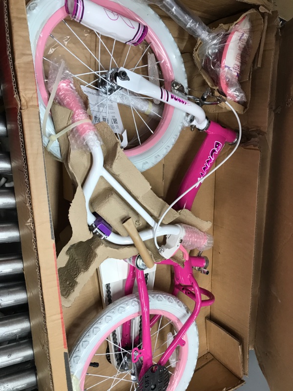 Photo 2 of ***Parts Only***Royalbaby Kids Girls Bike Bicycle with Basket Training Wheels Kickstand 16 Inch Bunny Fuchsia
