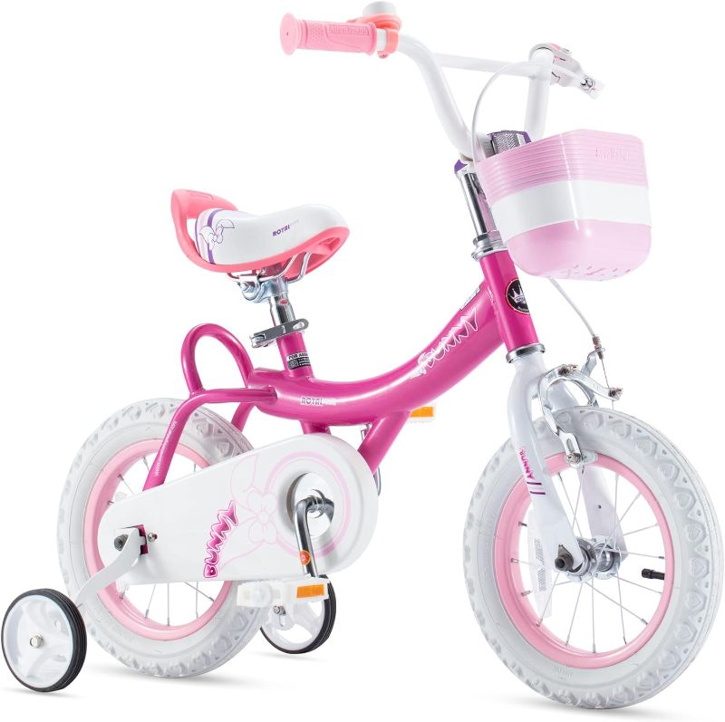 Photo 1 of ***Parts Only***Royalbaby Kids Girls Bike Bicycle with Basket Training Wheels Kickstand 16 Inch Bunny Fuchsia
