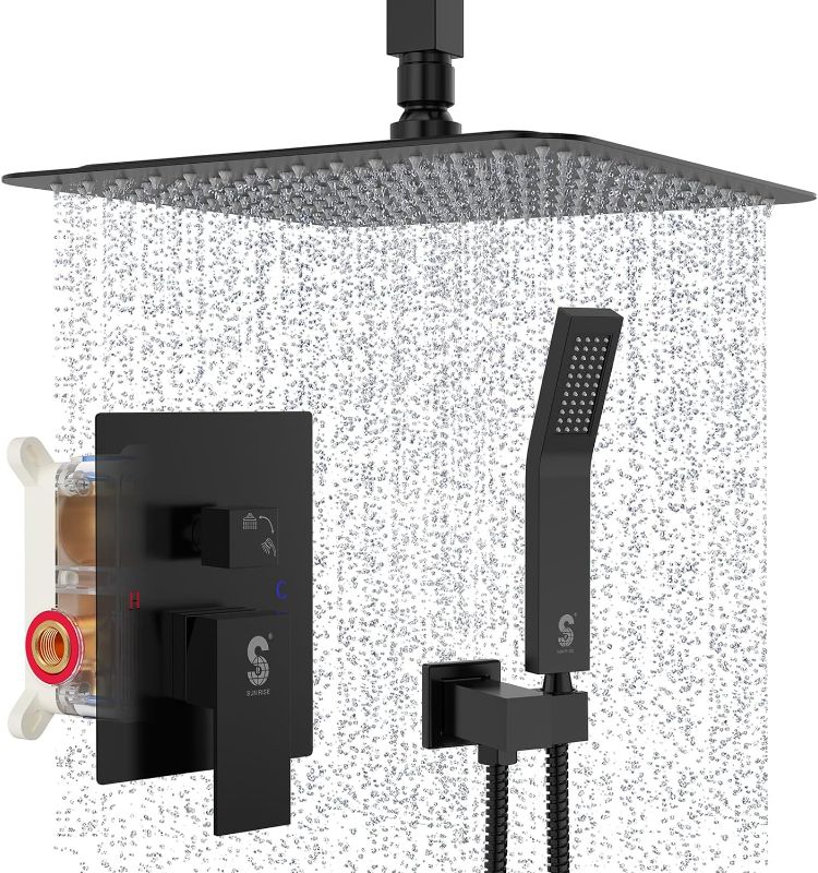 Photo 1 of 
SR SUN RISE 10 Inch Ceiling Mounted Shower System Rain Mixer Shower Combo Set Rainfall Shower Head System Matte Black Shower Faucet Rough-in Valve Body and...
Style:10"- Ceiling
Color:Matte Black