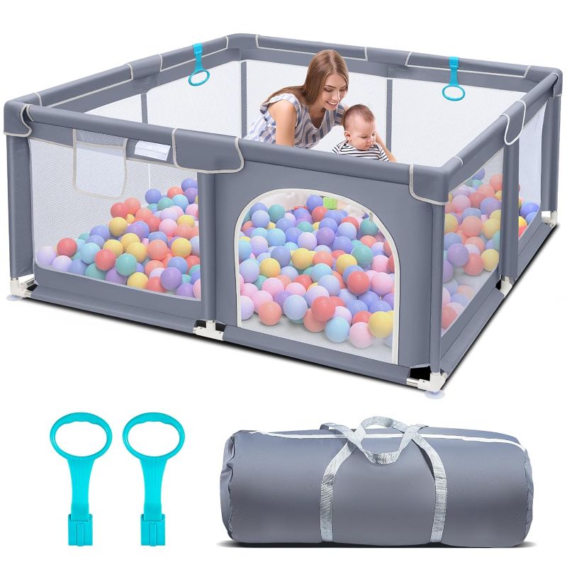 Photo 1 of *PARTS ONLY MISSING HARDWARE*
Suposeu Baby Playpen for Toddler, 50”×50” Large Baby Playard (Grey)
