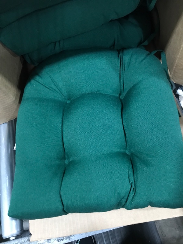 Photo 3 of Blazing Needles 16-inch Twill Rounded Back Chair Cushion, 4 Count (Pack of 1), Forest Green Forest Green 1