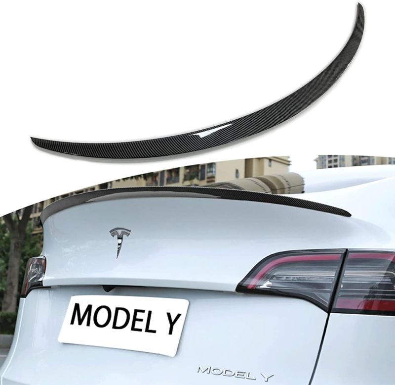 Photo 2 of AOSKonology for Tesla Model Y Rear Spoiler Wings ABS for 2020-2023 Tesla Model Y Rear Trunk Spoiler Lip Tail Wing Rear Trunk Lid (OEM Spoiler, Matt Black) OEM Spoiler Matt Black