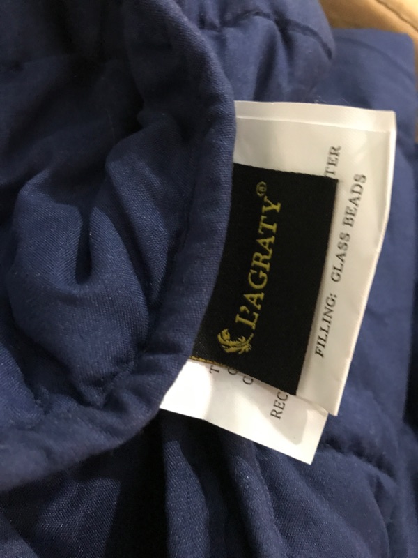 Photo 3 of L'AGRATY Weighted Blanket - 60"x80" 20lbs Cooling Breathable Heavy Blanket Microfiber Material with Glass Beads Big Blanket for Adult All-Season Summer Fall Winter Soft Thick Comfort Blanket Navy Blue 60" x 80" | 20lbs