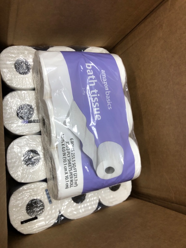 Photo 2 of Amazon Basics 2-Ply Toilet Paper, 6 Rolls (Pack of 5), 30 Rolls total (Previously Solimo)