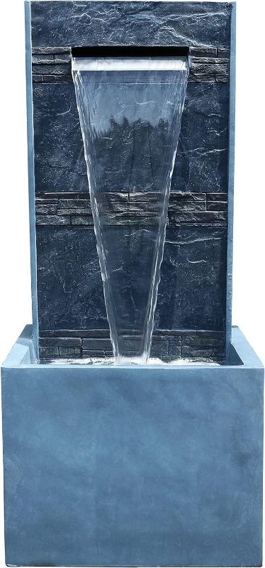 Photo 1 of 
Bond Manufacturing Y95865 Fernwood 40" Tall Lighted Waterfall Garden Fountain, Blue-Grey