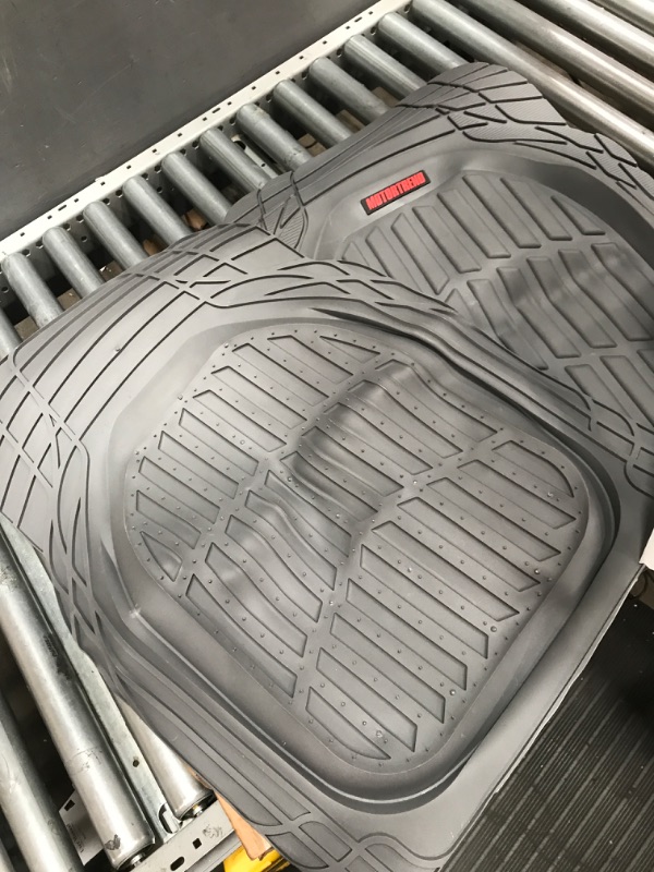 Photo 2 of *ONLY FRONT SEAT MATS* Motor Trend 923-GR Gray FlexTough Contour Liners-Deep Dish Heavy Duty Rubber Floor Mats & Van-All Weather Protection Trim & Premium FlexTough All-Protection Cargo Liner Trunk Mat, Gray, 54" x 37"