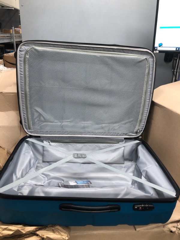 Photo 3 of **MISSING KEY* Samsonite Omni PC Hardside Expandable Luggage with Spinner Wheels, Checked-Large 28-Inch, Caribbean Blue Checked-Large 28-Inch Caribbean Blue