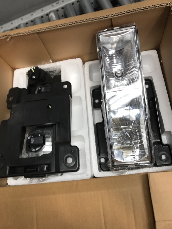 Photo 2 of ADCARLIGHTS for 1994-1998 Sierra Headlight Assembly compatible with 1994-1998 GMC C10/Sierra/Suburban/Yukon w/Bumper & Corner Chrome Housing with Amber Reflector Headlamp Replacement Left and Right